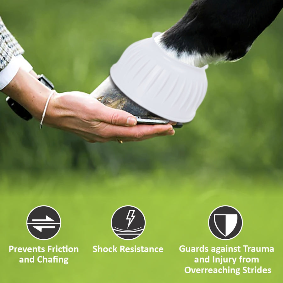 HILASON Western Horse Rubber PVC Ribbed Double Hook and Loop Bell Boots Training Protective Shock Absorbing Leg