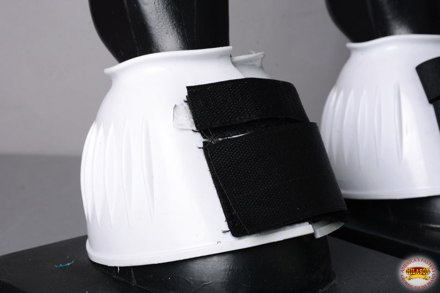 HILASON Western Horse Rubber PVC Ribbed Double Hook and Loop Bell Boots Training Protective Shock Absorbing Leg