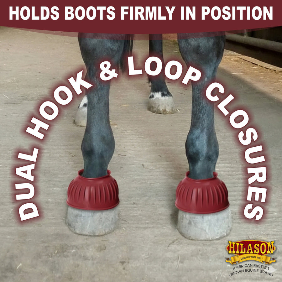 HILASON Western Horse Rubber PVC Ribbed Double Hook and Loop Bell Boots Training Protective Shock Absorbing Leg