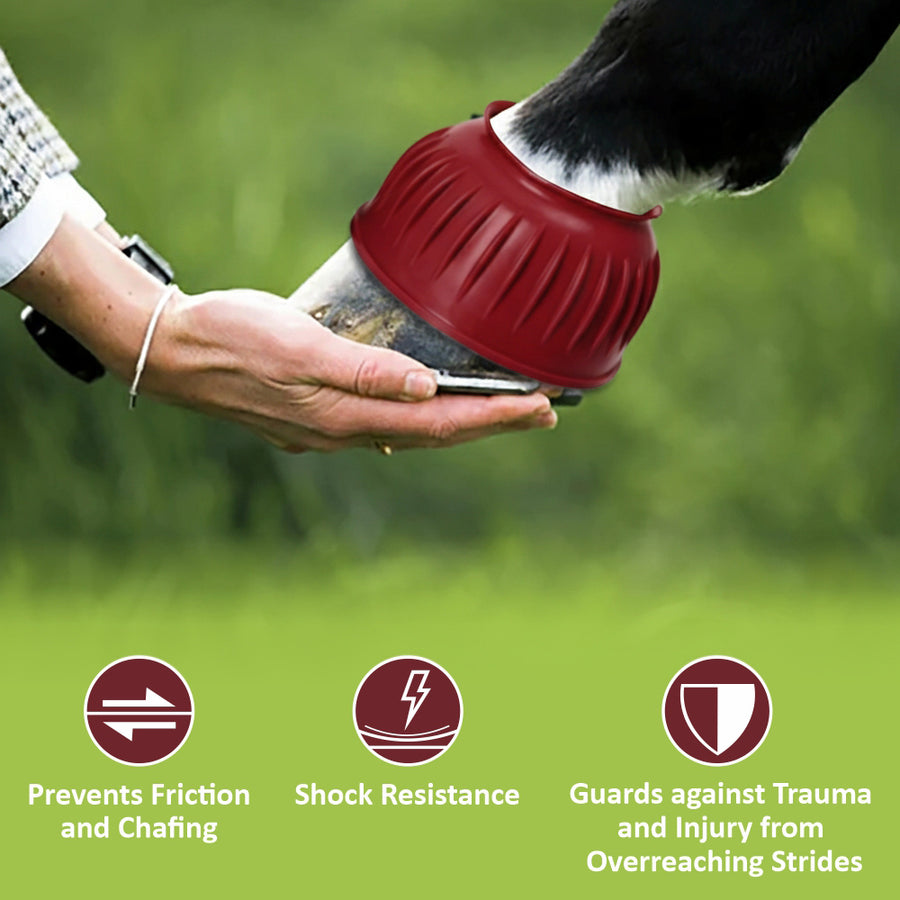 HILASON Western Horse Rubber PVC Ribbed Double Hook and Loop Bell Boots Training Protective Shock Absorbing Leg
