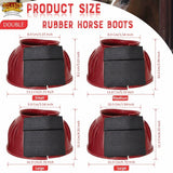 HILASON Western Horse Rubber PVC Ribbed Double Hook and Loop Bell Boots Training Protective Shock Absorbing Leg
