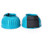 Hilason PVC Ribbed Double Hook and Loop Bell Boots Turquoise