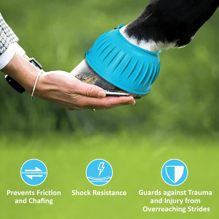 HILASON Western Horse Rubber PVC Ribbed Double Hook and Loop Bell Boots Training Protective Shock Absorbing Leg
