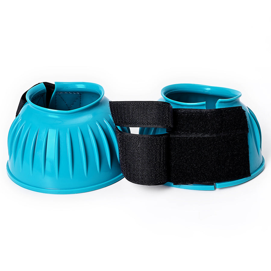 HILASON Western Horse Rubber PVC Ribbed Double Hook and Loop Bell Boots Training Protective Shock Absorbing Leg