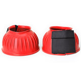 Hilason PVC Ribbed Double Hook and Loop Bell Boots Red