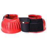 Hilason PVC Ribbed Double Hook and Loop Bell Boots Red