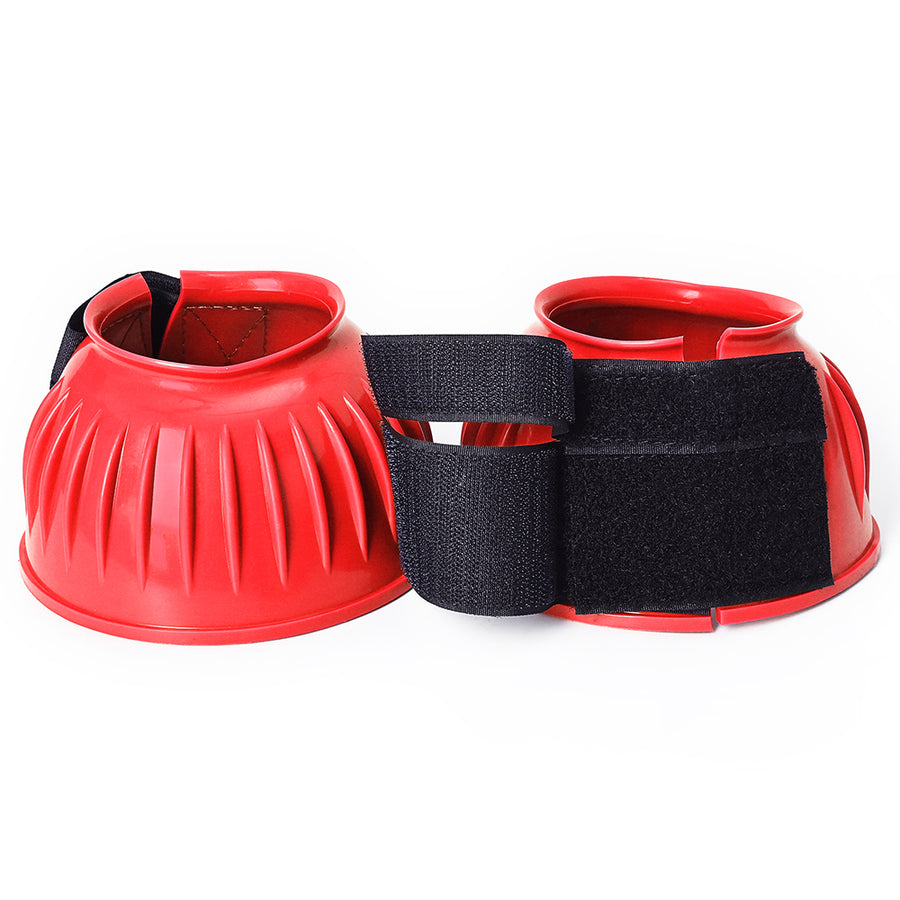 HILASON Western Horse Rubber PVC Ribbed Double Hook and Loop Bell Boots Training Protective Shock Absorbing Leg