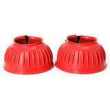 Hilason PVC Ribbed Double Hook and Loop Bell Boots Red