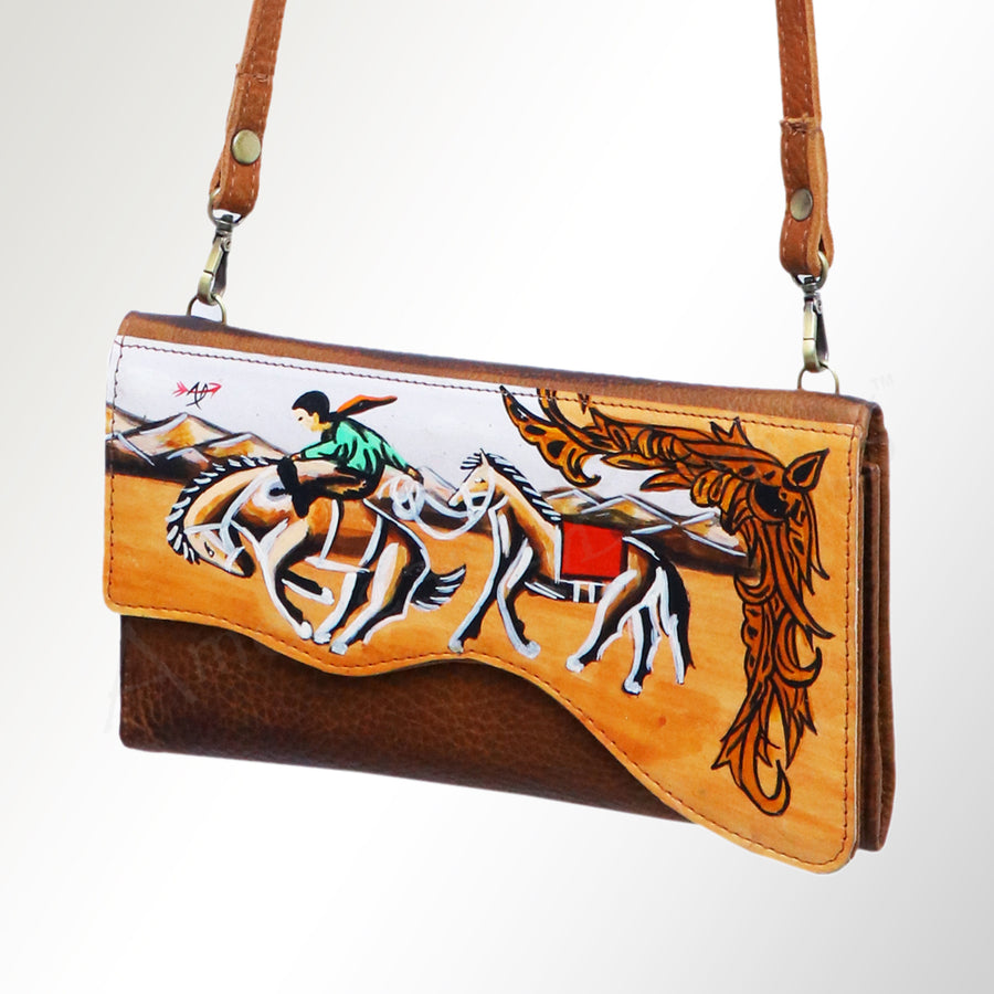 American Darling Hand Painted Western Leather Small Cross body Bag - Handcrafted - Uhorse