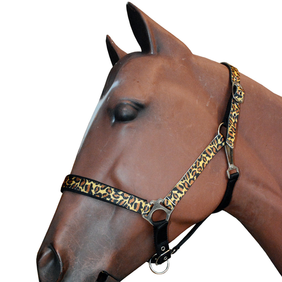 Hilason 1 Inch Fully Adjustable Halter Cheetah Polyester - Uhorse
