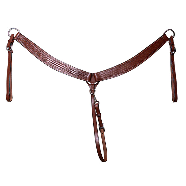 Hilason Western Horse Roping Basket Weave Genuine Leather Breast Collar Brown - Uhorse
