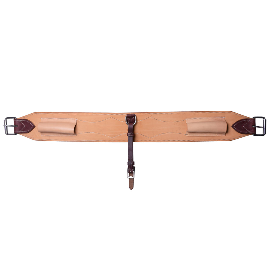 Hilason Western Flank Cinch With Connector Strap Stainless Steel Fitting Light Tan - Uhorse