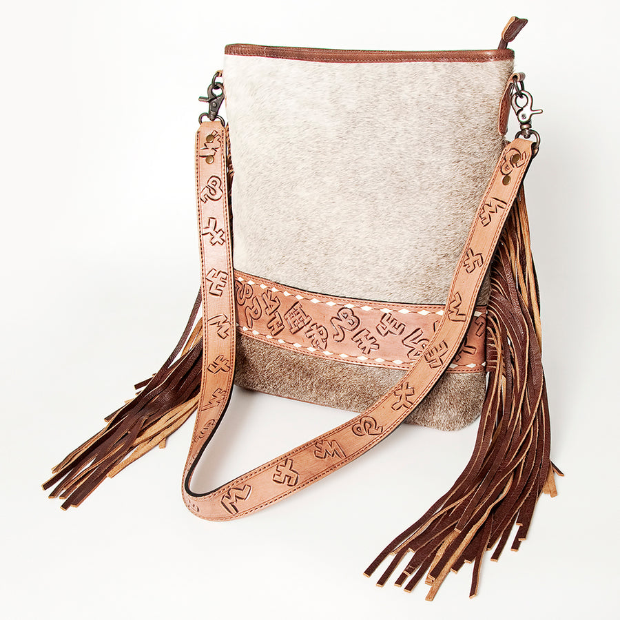American Darling Hand Tooled Genuine Leather Large Cross body Bag - Hilason