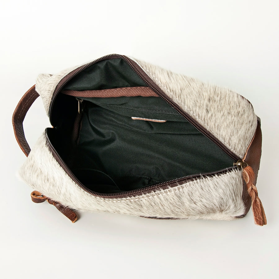 American Darling Toiletry Bag Handcrafted from Hair-On Cowhide and Genuine Leather with YKK Zipper and Large Capacity