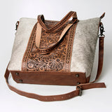 American Darling ADBG502ABRAH Tote Hand Tooled Hair-On Genuine Leather Women Bag Western Handbag Purse