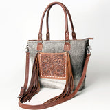 ADBG662BRAH American Darling Hand Tooled Hair On Genuine Leather Women Bag Western Handbag Purse