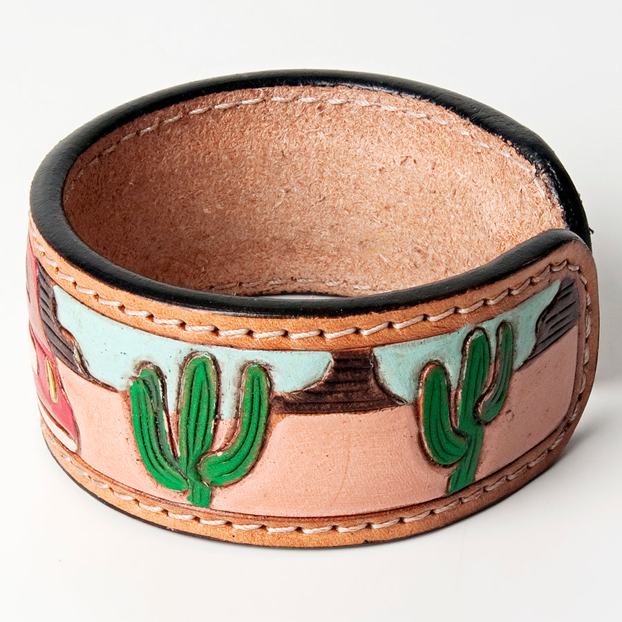 American Darling Bracelet Hand Tooled Carved Genuine Leather Women | Handmade Western Rustic