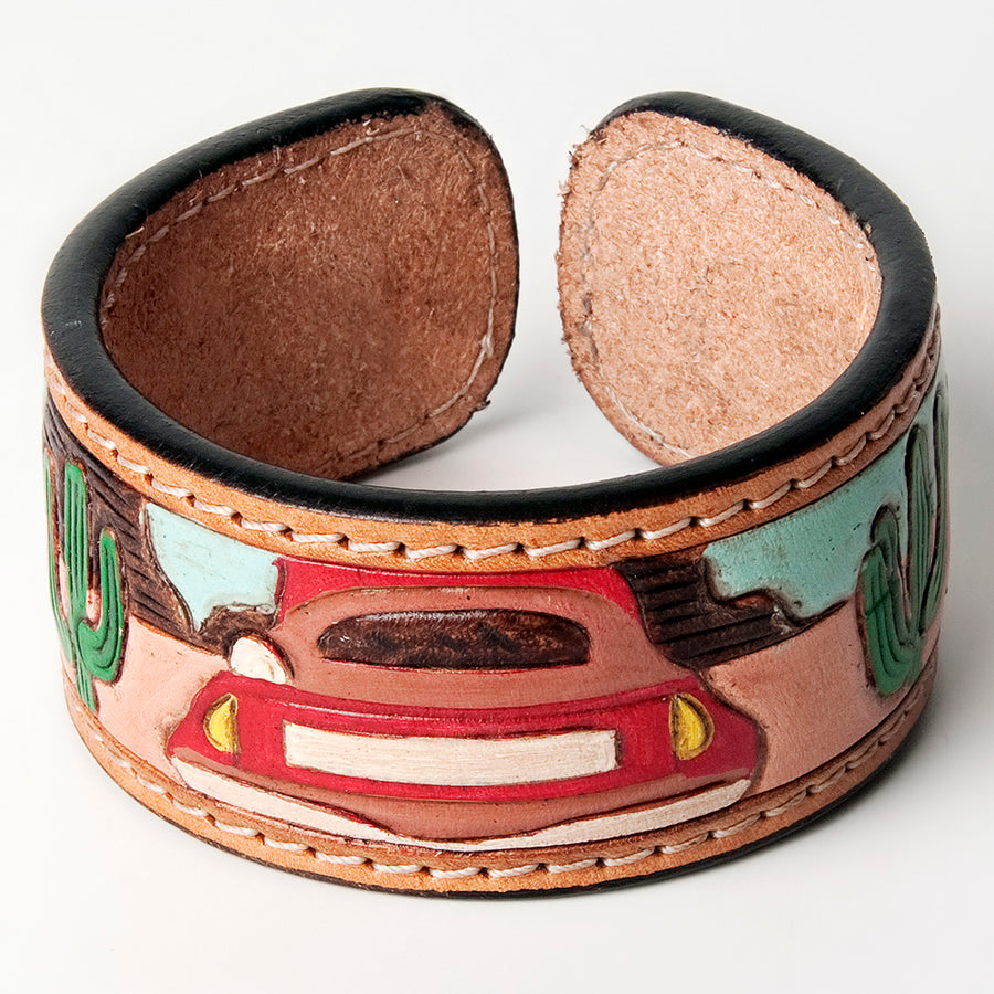 American Darling ADBRF155 Hand tooled carved Genuine Leather Bracelet by Hilason – Cowboy and equestrian accessories