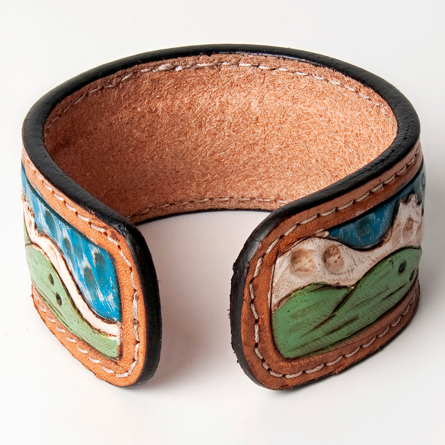 American Darling Bracelet Hand Tooled Carved Genuine Leather Women | Handmade Western Rustic