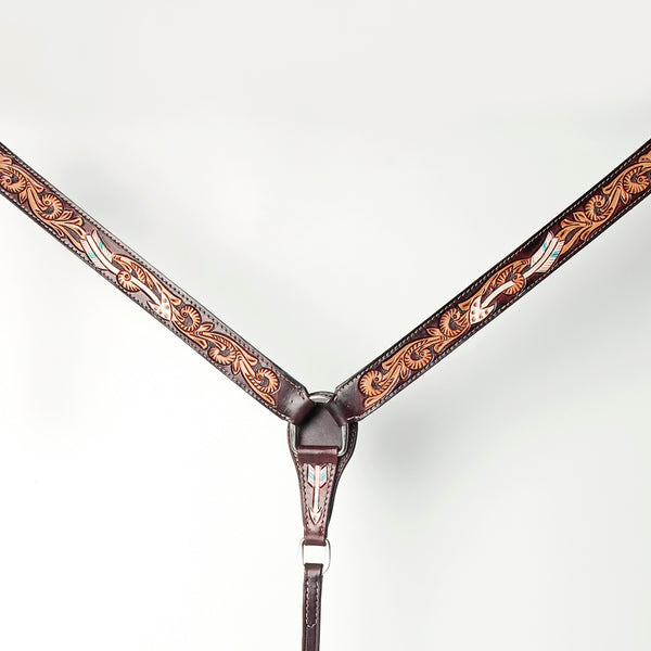 American Darling Western Horse Genuine Leather Breast Collar Brown - Uhorse