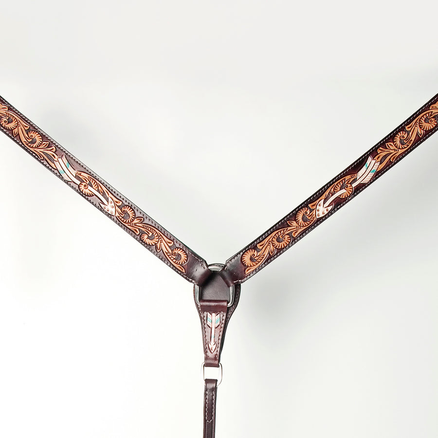 American Darling Western Horse Genuine Leather Breast Collar Brown - Uhorse