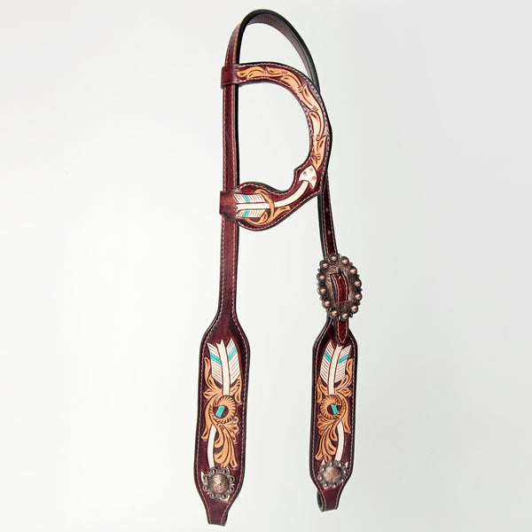 American Darling ADPAF133-HS W. H. One Ear Headstall Leather by Hilason – Cowboy and equestrian accessories