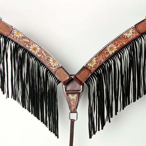 AMERICAN DARLING Western Horse Headstall Breast Collar Set Leather - Uhorse