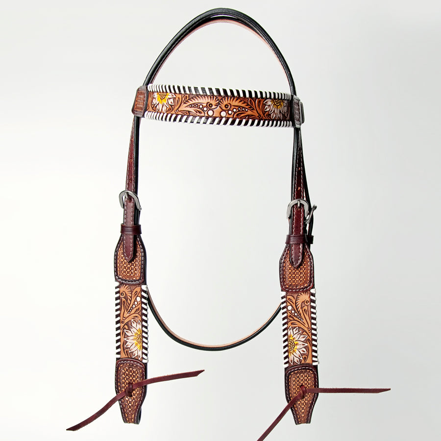 AMERICAN DARLING Western Horse Headstall Breast Collar Set Leather