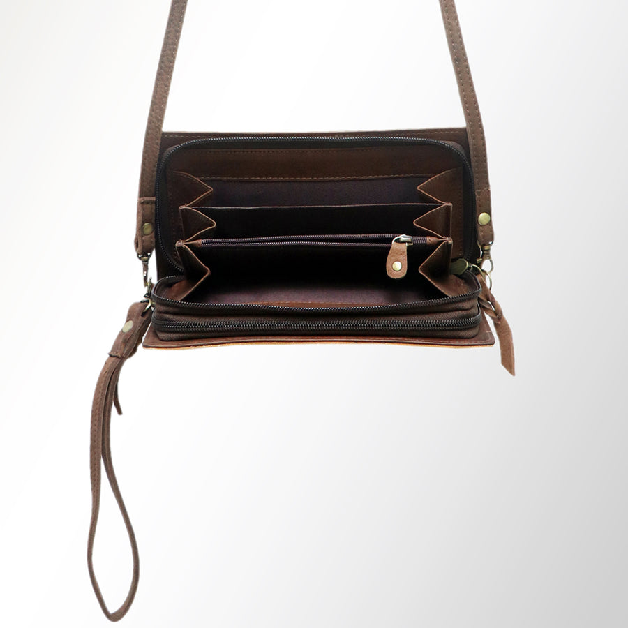 American Darling Organiser Bag, Hand Painted Western Leather, Vegetable Tanned Full Grain, 4in (H) X 8in (W) X 1.5in (D)