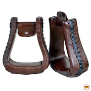 HILASON Horse Western Saddle Leather Stirrups Pair | for Barrel Racing Horses