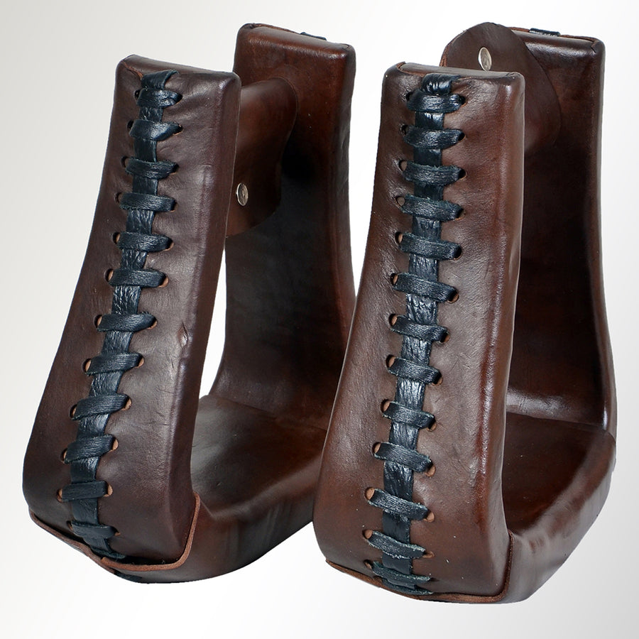 HILASON Horse Western Saddle Leather Stirrups Pair | for Barrel Racing Horses