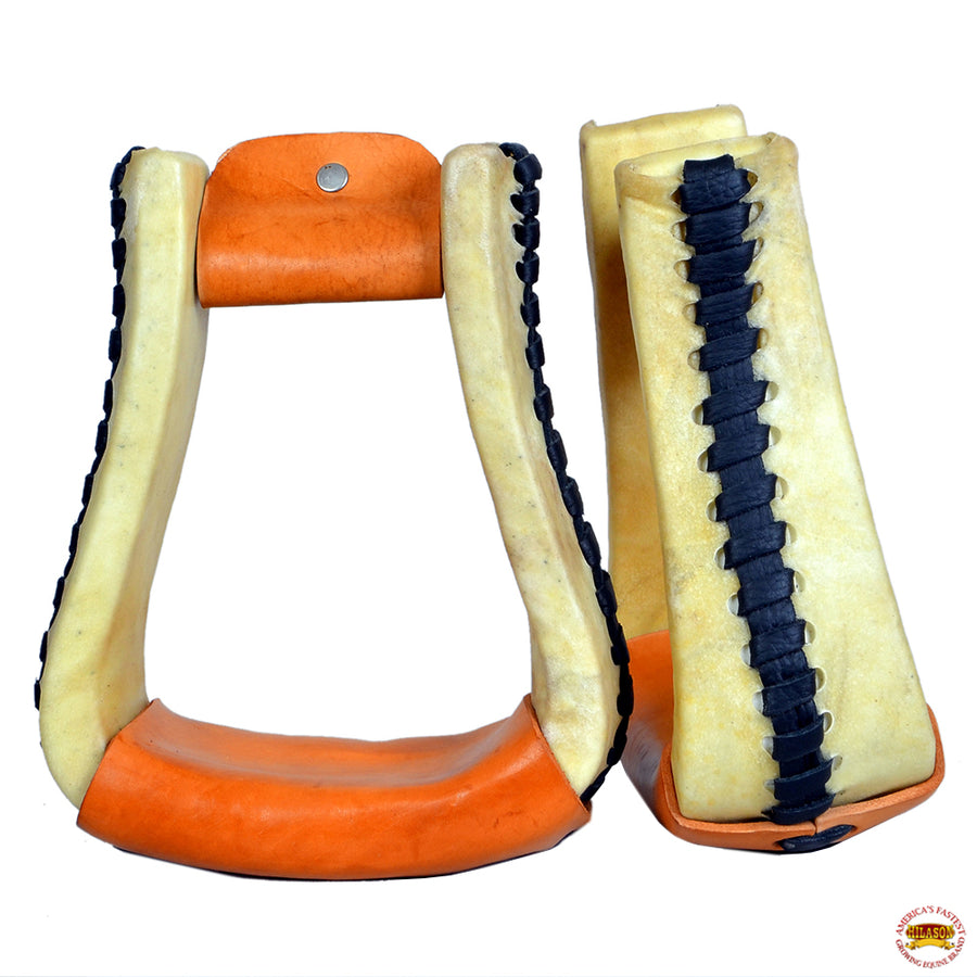 Hilason Horse Western Saddle Rawhide Leather Stirrups Pair - Uhorse