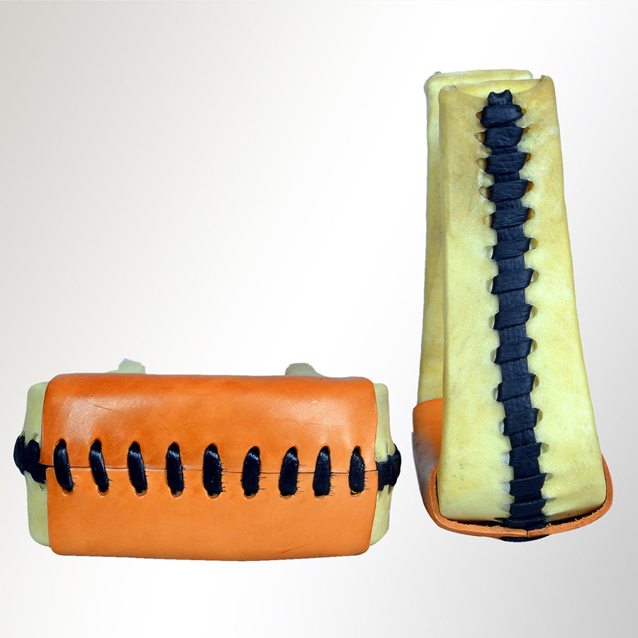 HILASON Horse Western Saddle Rawhide Leather Stirrups Pair | for Barrel Racing Horses