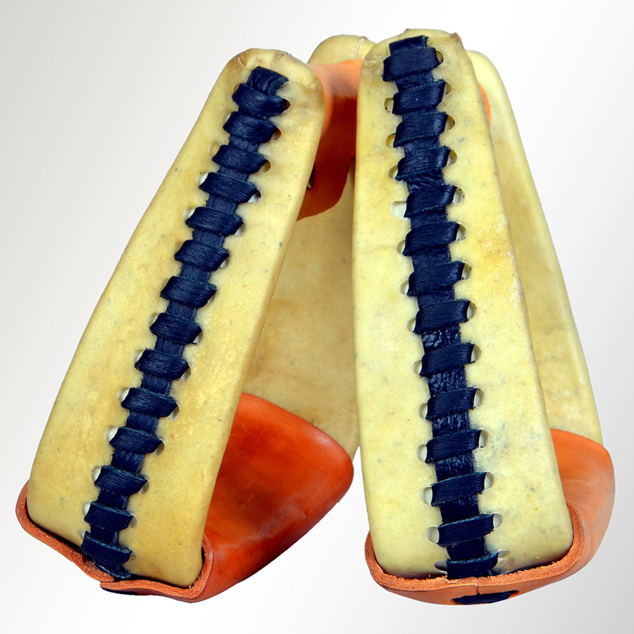 HILASON Horse Western Saddle Rawhide Leather Stirrups Pair | for Barrel Racing Horses