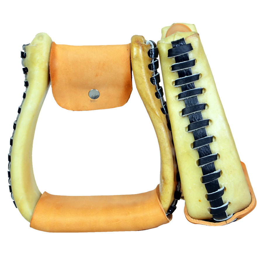 Hilason Horse Western Saddle Rawhide Leather Stirrups Pair - Uhorse