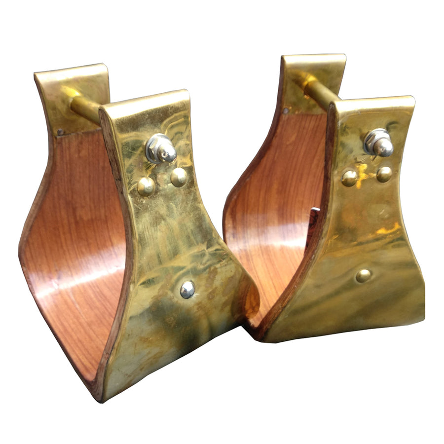 Hilason W. H. Saddle Stirrup Leather Brass Stirrups Pair by Hilason – Cowboy and equestrian accessories