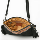 American Darling Western Small Crossbody Bag – Genuine Hair-On Cowhide Leather with Fringes, Adjustable Strap, Handcrafted in Texas