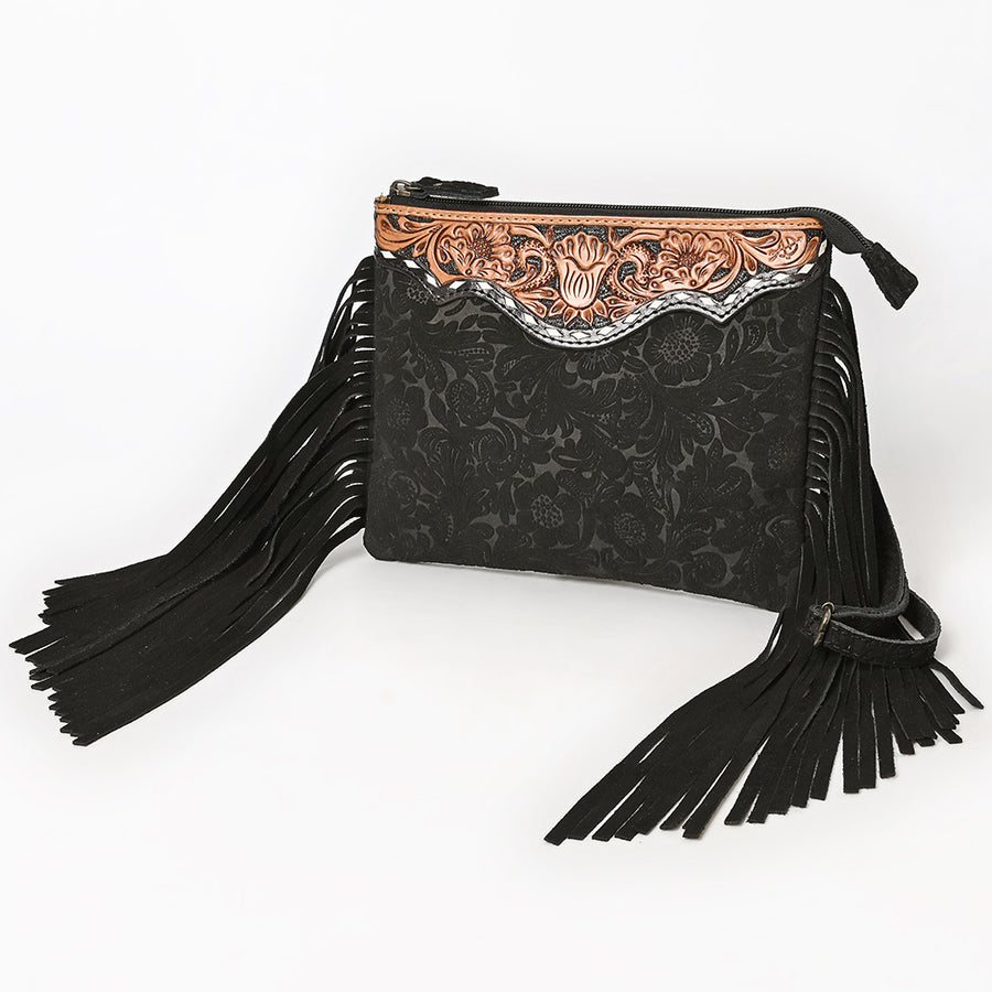 American Darling Hand-Tooled and Floral Embossed Leather Western Crossbody Bag - Uhorse