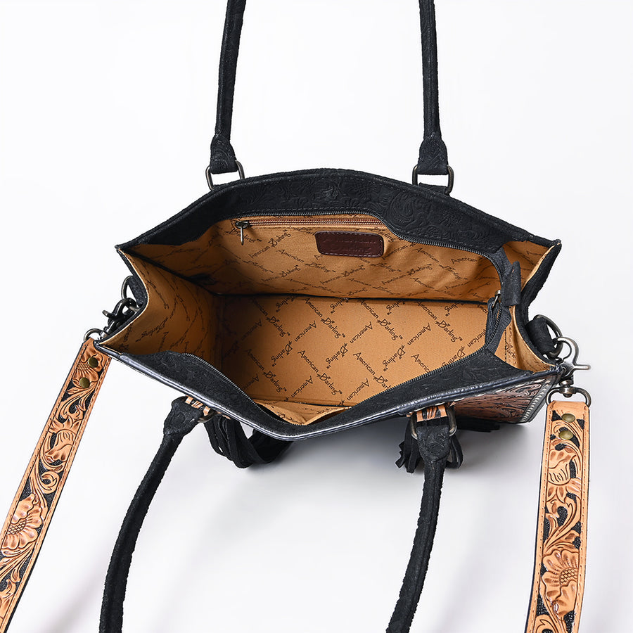 American Darling Briefcase Hand Tooled Hair On Genuine Leather Western Women Bag Handbag | for Cute Laptop