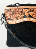 American Darling Wristlet Bag Handcrafted from Floral Embossed Damascus Genuine Leather with YKK Zipper and Wrist Strap