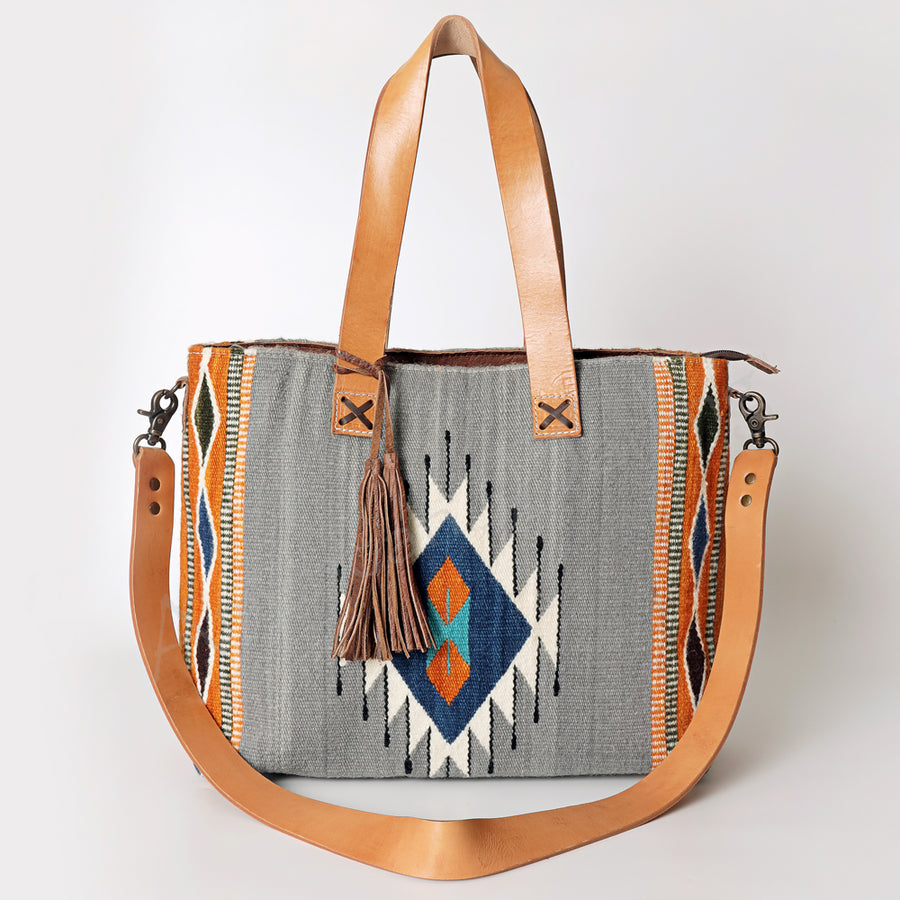 American Darling Tote Bag Hand Woven Saddle Blanket Genuine Leather Western Purse Large Shoulder Bag with YKK Zipper