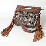 American Darling Clutch Hand Tooled Saddle Blanket Fabric Genuine Leather Western Women Bag Handbag Purse | Purses for Cute