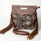 American Darling Clutch Hand Tooled Saddle Blanket Fabric Genuine Leather Western Women Bag Handbag Purse | Purses for Cute
