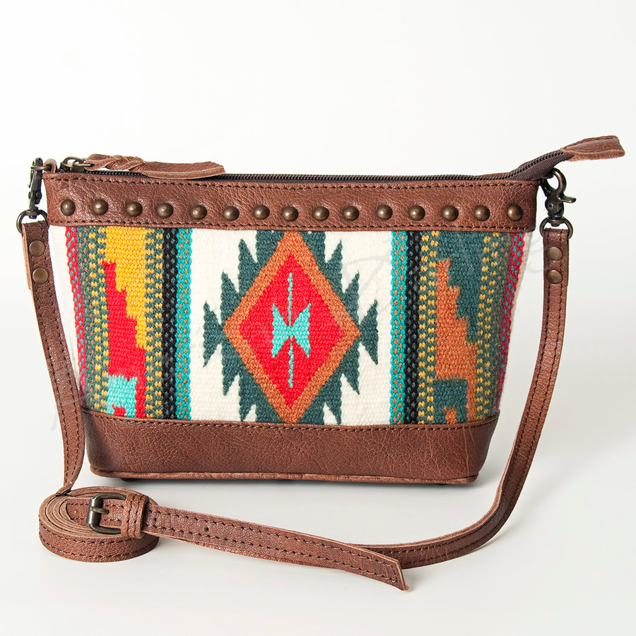 American Darling Cross body Bag for Women, Premium Vegetable-Tanned Full Grain Leather, Hand Woven Saddle Blanket & YKK Zipper