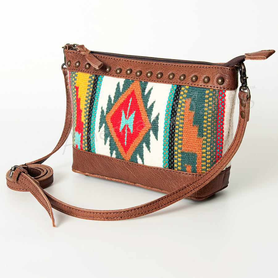 American Darling Western Leather Cross body Bag - Handcrafted Woven Saddle Blanket Purse - Hilason
