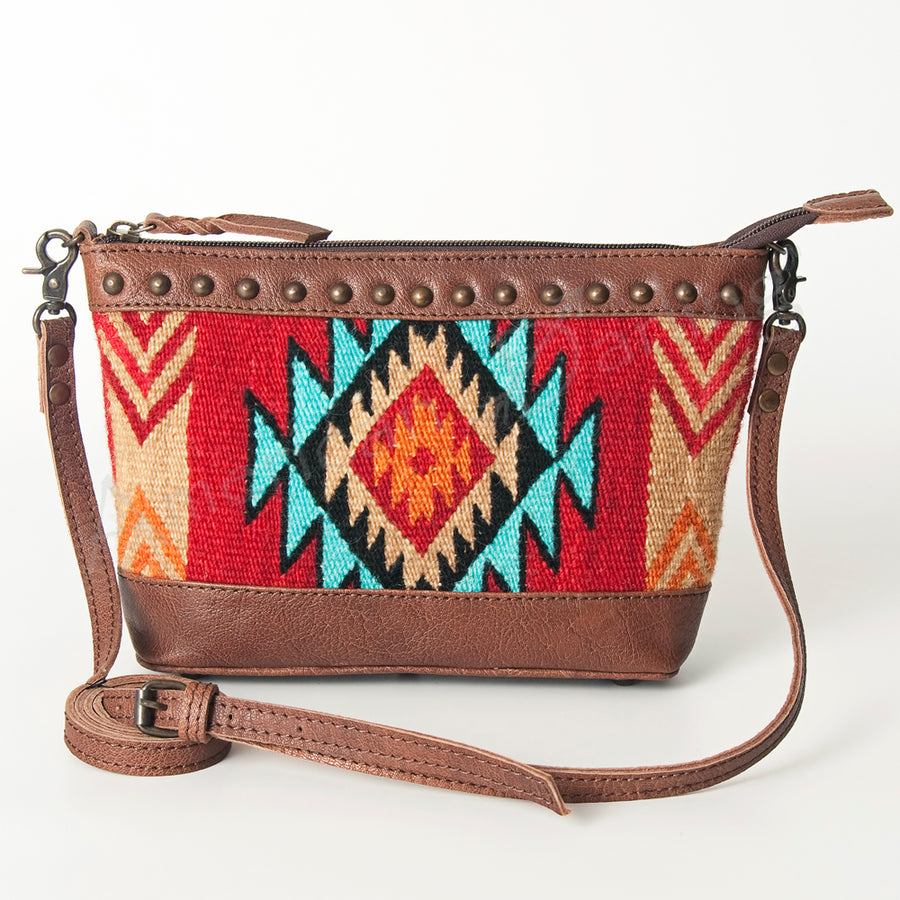 American Darling Cross body Bag for Women, Premium Vegetable-Tanned Full Grain Leather, Hand Woven Saddle Blanket & YKK Zipper
