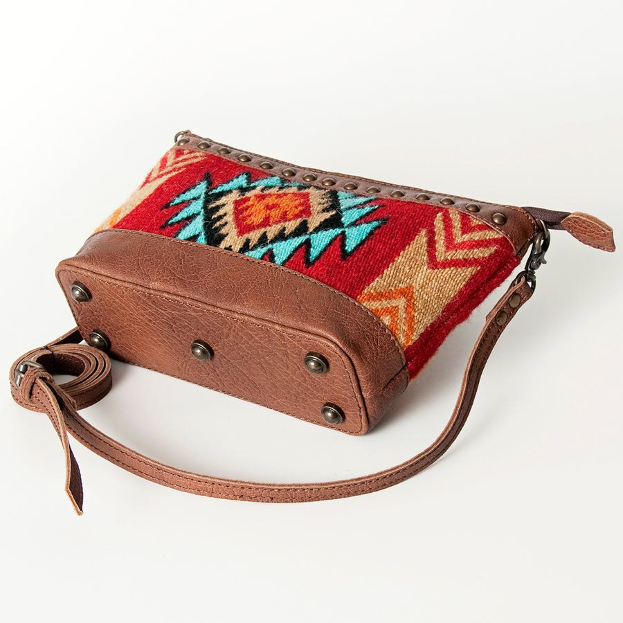 American Darling Cross body Bag for Women, Premium Vegetable-Tanned Full Grain Leather, Hand Woven Saddle Blanket & YKK Zipper