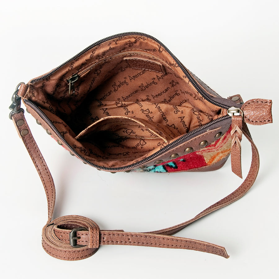 American Darling Cross body Bag for Women, Premium Vegetable-Tanned Full Grain Leather, Hand Woven Saddle Blanket & YKK Zipper