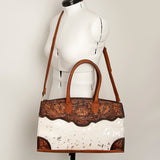 American Darling Duffel Hand Tooled Hair On Genuine Leather Women Bag Western Handbag Purse