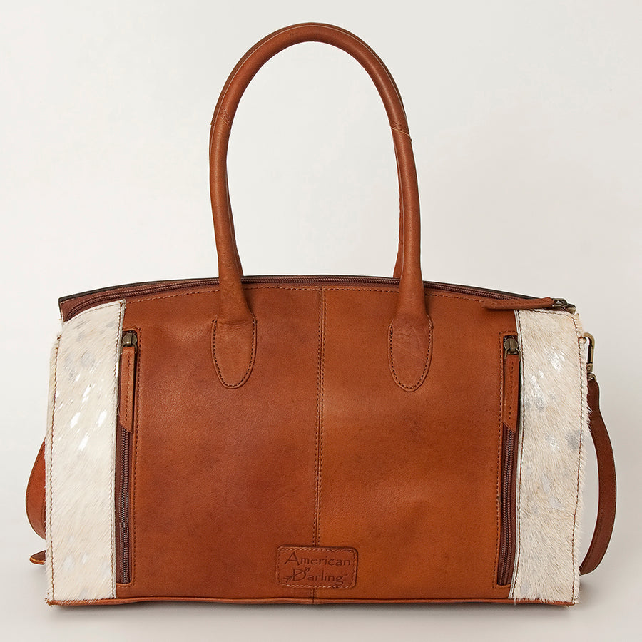 American Darling Hobo Bag Hand Tooled Floral Carved Hair-On Cowhide Genuine Vegetable Tanned Leather 9in X 14in X 4in